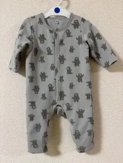 【美品】くま柄フリース　ロンパース　くま　グレー　西松屋　カバーオール ベビー