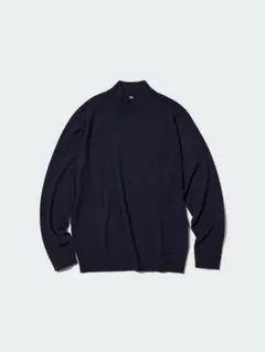 UNIQLO エクストラファインメリノモックネックセーター Lネイビー