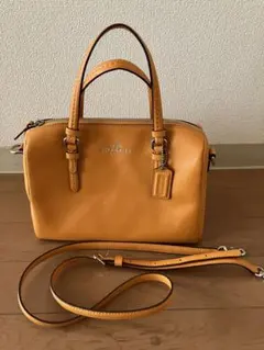 COACH オレンジ レザー 2WAYハンドバッグ