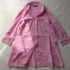 Aquascutum　シャツ　ストライプ　日本製　七分袖