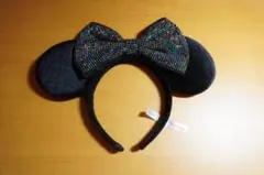 ミッキー耳カチューシャ ビーズ付きリボン