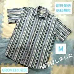 【半袖シャツ】ストライプ Mサイズ ブルー 【USED品】のサムネイル