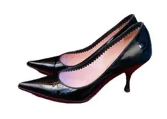 miu miu ミュウミュウ パテントヒールパンプス ブラック 36／23cm