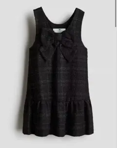 H&M 黒 フォーマルワンピース　134/140 ジャカード　ツイードワンピース