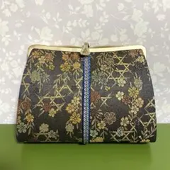 ⭐️礼装用　和装用　ハンドバッグ　焦茶色・金　花柄　組紐アクセント