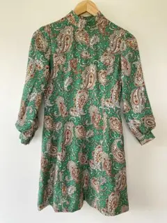 レトロワンピース 60s 70s 昭和レトロ ワンピース ペイズリー 緑