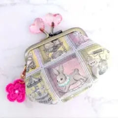 ハンドメイドがま口ミニポーチ☆yukiemonTOYナイトボックス♧ピンク