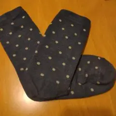 水玉模様 ダークブルー ソックス