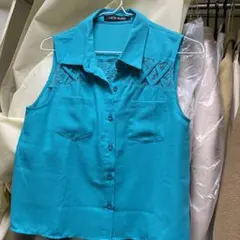 ターコイズ ノースリーブシャツ M セシルマクビー　CECILMcBEE y2k