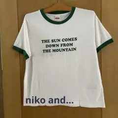 niko and... リンガーTシャツ ホワイト×グリーン