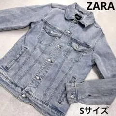ZARAデニムジャケット Gジャン ライトブルー ヴィンテージ加工 S 青