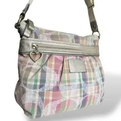 COACH ショルダーバッグ チェック柄 デイジー ポピー　2way 1O-04