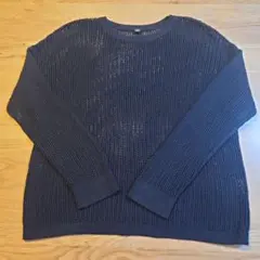 UNIQLO メッシュクルーネックセーター 長袖 ブラック XL