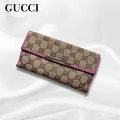 GUCCI GGキャンバス ハート チャーム 長財布 ピンク - メルカリ