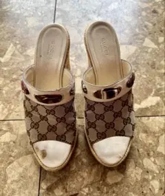 みぃさん専用】GUCCI GG柄 ウェッジソール サンダル 厚底 - メルカリ