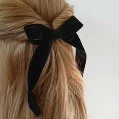 幅細♡　ベロアたらりんリボン　ゴム