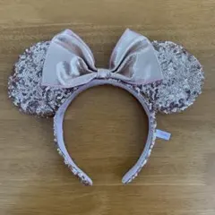 ディズニー　ミニー　スパンコール　カチューシャ　ピンク　ゴールド
