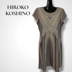 HIROKO KOSHINO クロスデザイン 半袖ワンピース 40サイズ 日本製のサムネイル