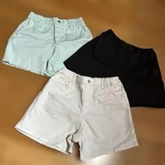 ハーフパンツ 3点セット ミント・黒・白