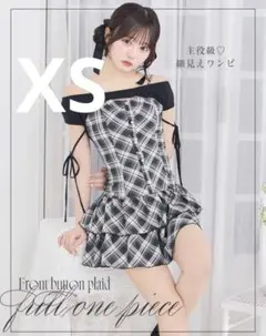 ミシェルマカロン フロントボタンチェックフリルワンピのサムネイル
