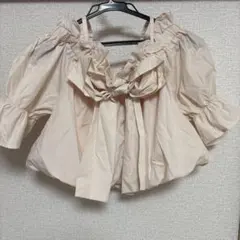 リボン付きオフショルダー ピンク