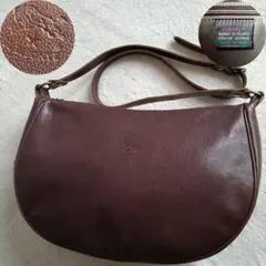 極美品　イルビゾンテ　ショルダーバッグ　ハーフムーン　レザー　ダークブラウン