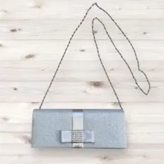 最終値下げ　東京ソワール パーティバッグ グリッター シルバー 結婚式 ビジュー