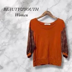 BEAUTY＆YOUTH　カットソー　Tシャツ　5分袖　袖切り替え　日本製