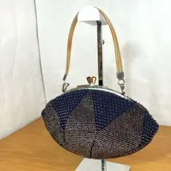 まずまず美品 ビーズバッグ 和装 洋装 ハンドバッグ レトロ がま口 フォーマル