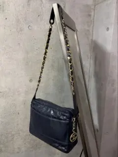 91年製 CHANEL ココマーク ショルダーバッグ 濃紺 正規品