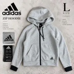 adidas アディダス ジップパーカー グレー L 短丈