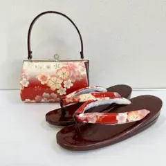 2/15までの出品★ 和装用草履バッグ　赤白　卒業式にもおすすめ