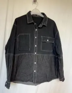 ブラックデニム長袖シャツ