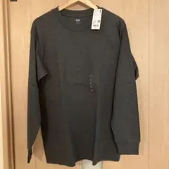 【新品】 【UNIQLO】 ソフトタッチクルーネックT Dark Gray XL