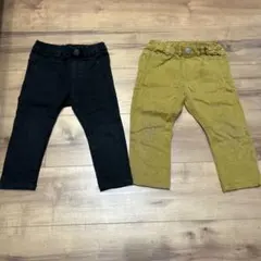 カジュアルパンツ 2色セット 黒 黄土色