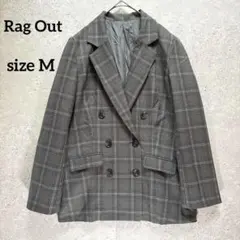 RagOut テーラードジャケット グレー チェック M 薄手 春夏 カジュアル