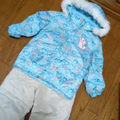 子供用スキーウェア 水色 ハート柄 マリー 110