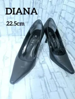 DIANA ブラック レザーポインテッドトゥ ハイヒール 22.5cm