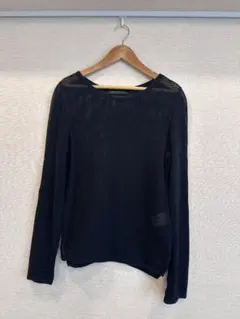 URBAN RESEARCH　長袖 メッシュカットソー ブラックのサムネイル
