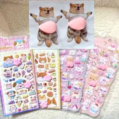 おなかシール2匹・肉球シール2枚・おしりシール2枚 no.2｜お腹シール変更可能