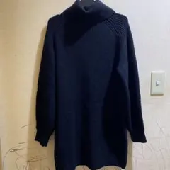 UNIQLO リブ編みタートルネックセーター 黒　ニットワンピース　Sサイズ