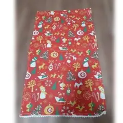 クリスマス柄 カフェカーテン レッド