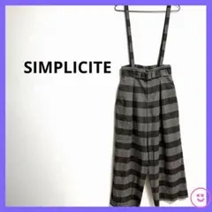 グレンチェック柄 ボーダー サスペンダー付きワイドパンツのサムネイル