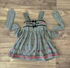 シャーリーテンプル　イチゴ刺繍付きジャンバースカート　サイズ100