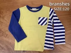 ブランシェス 120 長袖Tシャツ ロンT 切り替え ボーダー イエロー