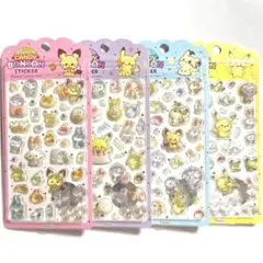【海外限定】ポケピース ポケモン ボンボンドロップ風3Dシール 4種セット B