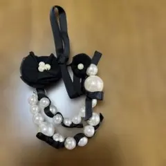 フェイクパール リボン ネックレス ブラックのサムネイル