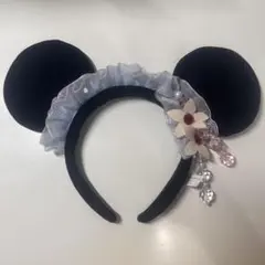 東京ディズニーリゾート ミニー 水色 カチューシャ フリル イヤリング レア