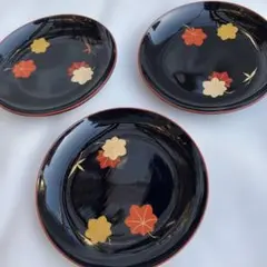 (405)漆器 膳 と思われる3枚セット 紅葉模様
