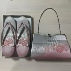 成人式　和装小物　草履　バッグ　セット　ピンク